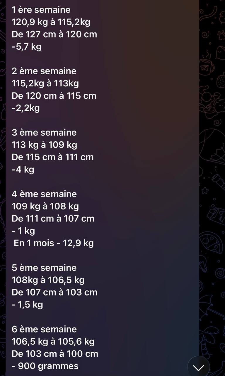 Témoignage : suivi hebdomadaire 120,9 → 105,6 kg sur 6 semaines